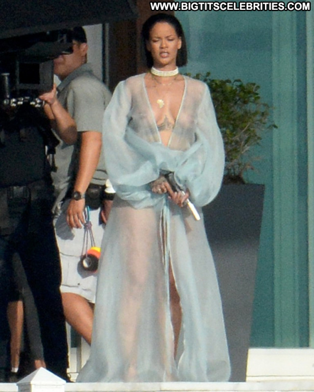 Rihanna No Source Posing Hot Beautiful Braless Celebrity See Through